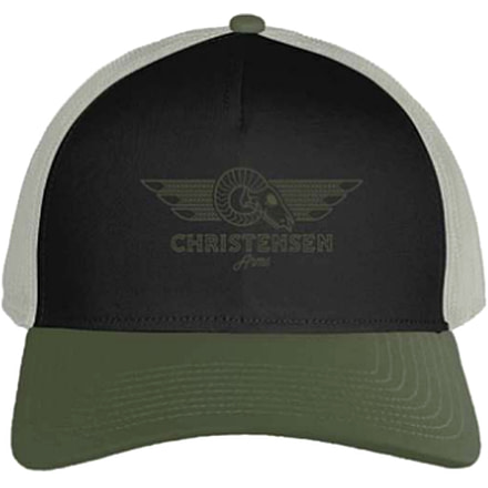 Christensen Arms Ram Skull Wordmark Trucker - Mens, Black, OSFM, 730-CAH18-00-02-000-00