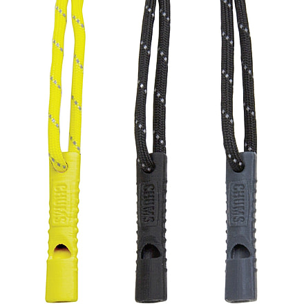 Chums Zipper Pull Whistle, Pack Of Three, Low Profile Emergency Whistle, Hang Packaged, Yellow/Black/Gray, 20200801 100