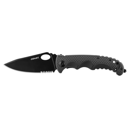 Coast TX395 CP Stainless Steel, Double Lock Folder, 3.9in Blade, Folding Knife, Black, Box 20846
