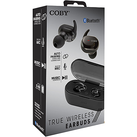 Coby 554 True Wireless Earbuds, Black, COBY-CETW554BLK