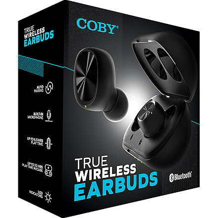 Coby 555 True Wireless Earbuds, Black, COBY-CETW555BK