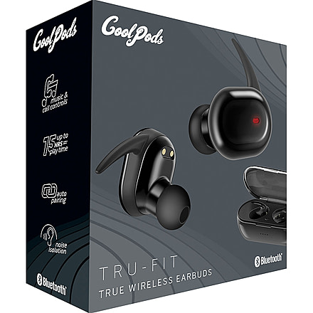 Coby 654 True Wireless Earbuds, Black, COOL-CPETW654BK