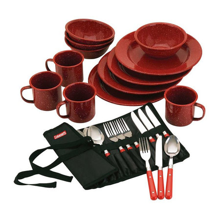 Coleman 24-Piece Enamelware Dinnerware Set, Red, JC2000016407