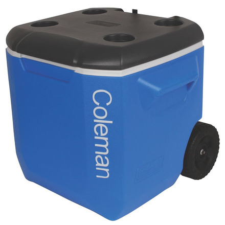 Coleman 45 Quart Wheeled Cooler, 5888, Blue / White / Dark Gray, Holds 70 Cans 3000002557