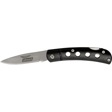 Coleman Arete Black Folding Knife, 2in, StainlessDrop Point, Black Aluminum Handle CMN1048