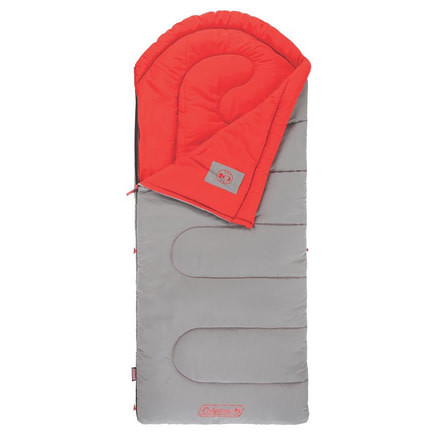 Coleman Dexter Point 50 Regular Sleeping Bag, Contoured Head, Gray / Red, 78 x 33 in 2000018127