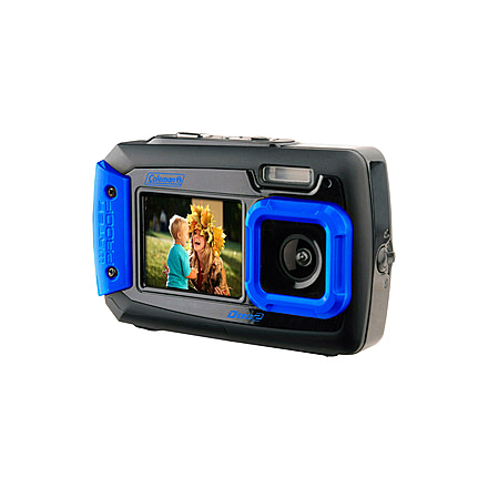 Coleman Duo2 20.0 MP Underwater Digital &amp; Video Camera, Waterproof to 10 ft w/Dual LCD Screens, Blue 2V9WP-BL