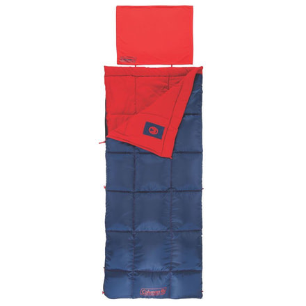 Coleman Heaton Peak 50 Regular Sleeping Bag, Detachable Pillow Sleeve, Blue / Red, 75 x 33 in 2000018510