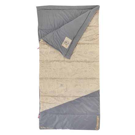 Coleman Rect 30 Big-N-Tall Oversized Sleeping Bag, Interior Tuck Pocket, Machine Washable, Gray / Tan, 84 x 40 in 2000025731