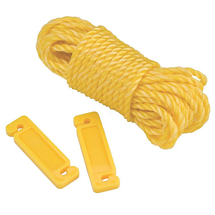 Coleman Rope Clothesline W/ Plastic Hook End, 2 Plastic Slides, Yellow, 25 Ft 2000014873