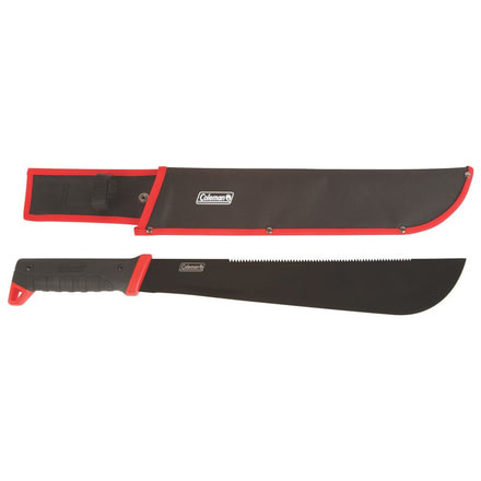 Coleman Rugged Machete W/Saw, 8.5 in Saw Edge, Steel Blade, Black / Red Handle, Overall Length 23 in 2000025206
