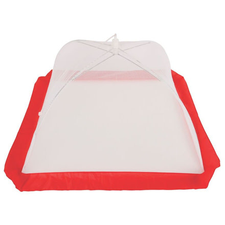 Coleman Rugged XL Mesh Food Cover, Pull String Opening, Red / White, 16 in x 16 in 2000025277