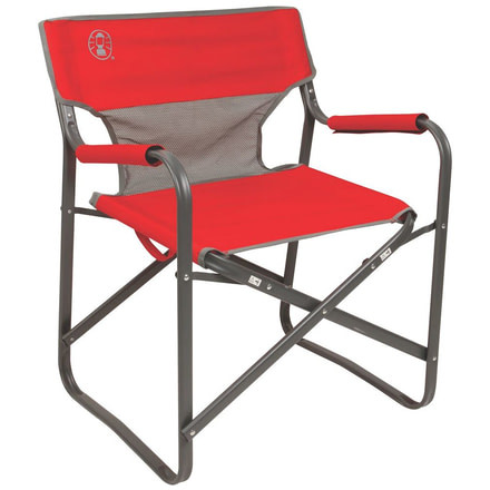 Coleman Steel Deck Chair, Supports up to 300 lbs,, Red, Seat 20.5 in 2000019421