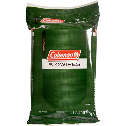 Coleman Biowipes, 8 in. x 11 in, 30 Wipes, 187612