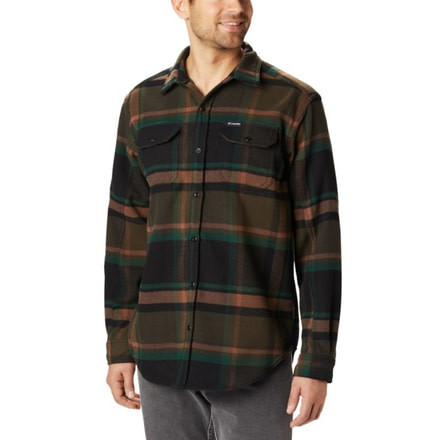Columbia Deschutes River Heavyweight Flannel - Mens, Olive Green Oversized Check, Medium, 1736221319-M