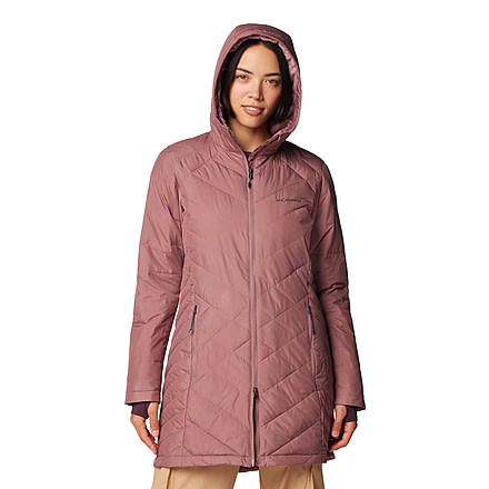 Columbia Heavenly Long Hooded Jacket - Womens, Fig, L, 1738161-609-L