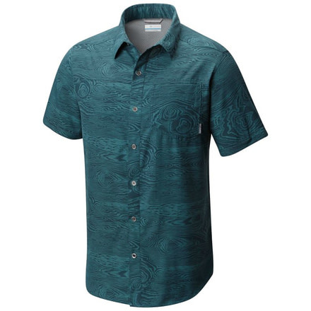 Columbia Pilsner Peak Print Mens Short Sleeve Shirt - Mens, Poseidon, Woodgrain, L 1654252343L