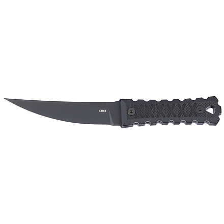 CRKT HZ4 Fixed Blade Knife, 4.76in, SK-5, Trailing Point, G10 Black Handle, 2924