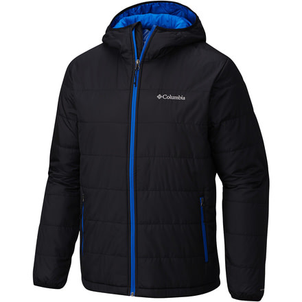 Columbia Saddle Chutes Hooded Jacket - Men's-Black/Super Blue-Large