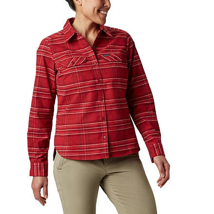 Columbia Silver Ridge Long Sleeve Flannel - Womens, Beet Plaid, Extra Small, 1740471607-XS