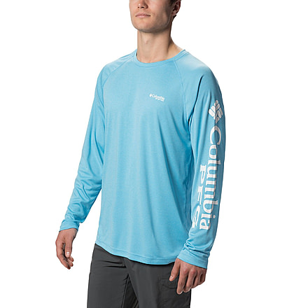 Columbia Terminal Tackle Heather Long Sleeve Shirt - Mens, Riptide Hthr, White Logo, Small, 170942-463-S