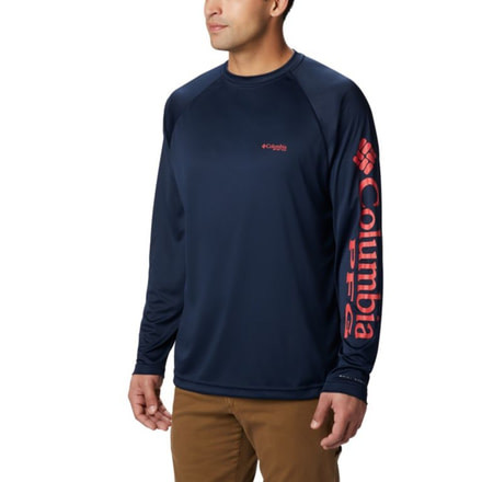 Columbia Terminal Tackle Long Sleeve Shirt - Men's, Collegiate Navy, Sunset Red Lo, 2XL Waist, Long Inseam, 138826-467-2XT