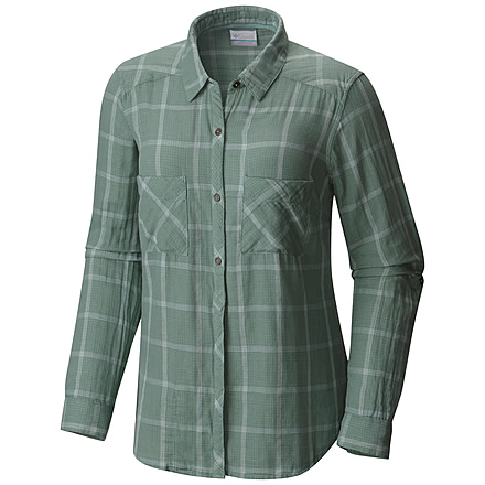 Columbia Trail On Long Sleeve Shirt - Women's-Dusty Green Plaid-Small
