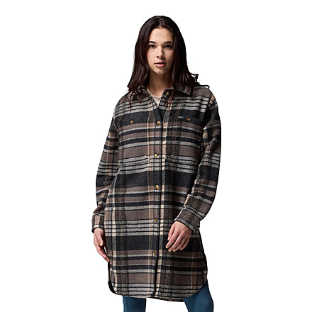 Columbia Wildest Venture Long Fleece Coat - Womens, Black Vagabond Plaid, Extra Small, 2136171-010-XS