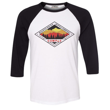 Compas Life ADK Sunset Raglan, Black/White, Large, CFA17KT002-L-BKWHT