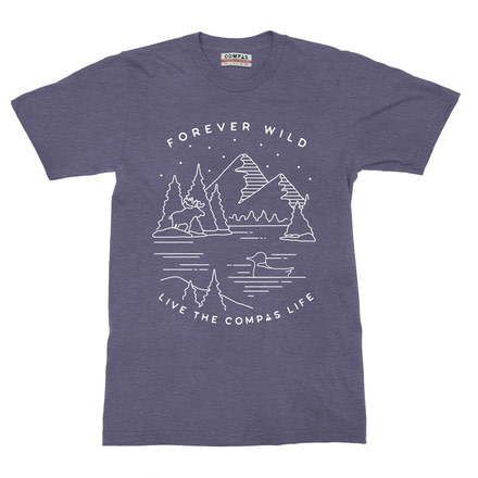 Compas Life Forever Wild T-Shirt, Navy Heather, Medium, CFA17SS003-M-DBLU