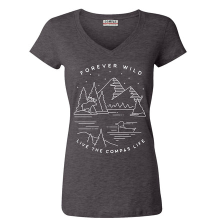 Compas Life Forever Wild V-Neck - Womens, Navy Heather, Small, CFA17SS004-S-CHR