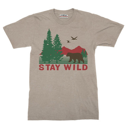Compas Life Stay Wild T-Shirt, Heather Stone, Small, CFA17SS005-S-CHTH