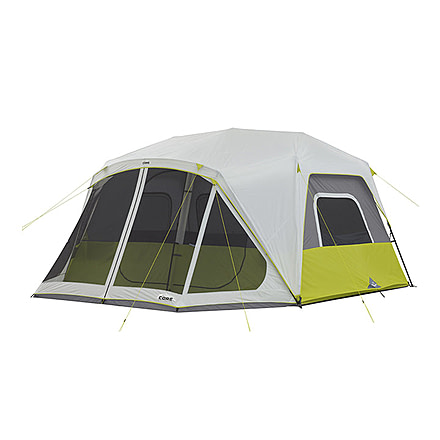 Core Equipment 10 Person Instant Cabin Tent w/Screen Room, Green/Grey, 40036