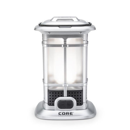 Core Equipment 1000 Lumen Warm LED Patio Lantern with Candlelight Mode, Gray, 7.8 x 7.8 x 10.2 in, 40048