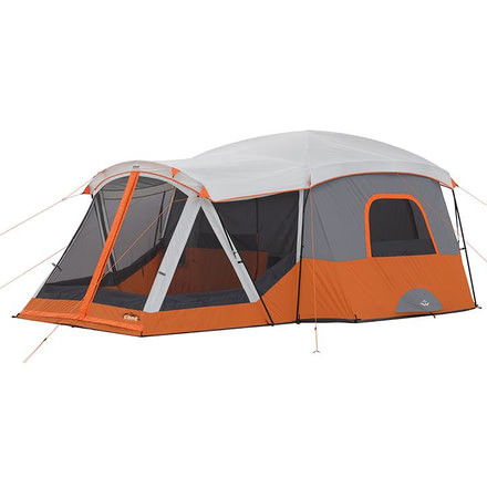 USED Core Equipment 11 Person Cabin Tent w/ Screen Room, Orange/Gray, 17 x 12 ft, 40035, EDEMO1