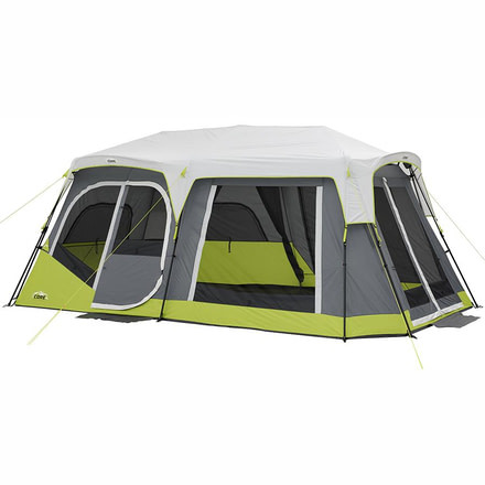 Core Equipment 12 Person instant Cabin Tent with Double Awning, Green/Gray, 18 x 10 ft, 40061