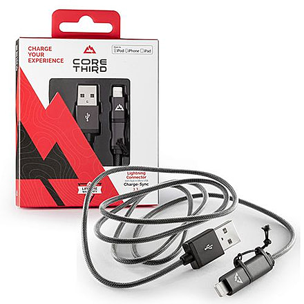Core Third USB-C Cable, 3.3ft, Grey, Braided Nylon, 1 Year Mfg Warranty, COR-81289