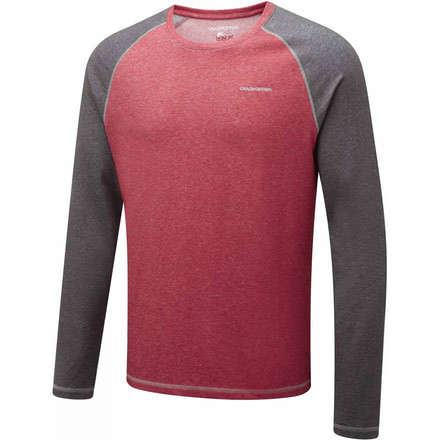 Crag Hoppers Nosilife Bayame Long Sleeve T-Shirt - Men's -Red Marl/Black Pepper Marl-Medium