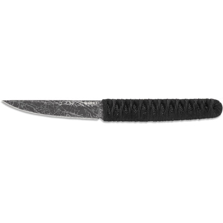 CRKT Burnley Obake - 3.64in. Blade w/ Acid Etch Pattern, Black Paracord Wrapped Handle, Sheath 2367