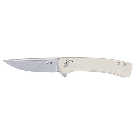 CRKT Q Compact Folding Knife, 3.05in, D2 Tool Steel Blade, Drop Point Blade, Sand G10 Handle, 7075S