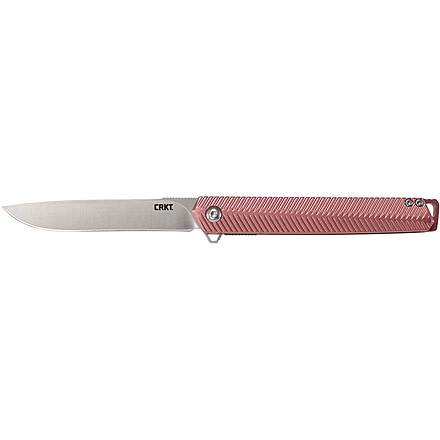 CRKT Stylus Assisted Opening Folding Knife, 3.18in, 12C27, Drop Point, Maroon Aluminum Handle, K820BXP