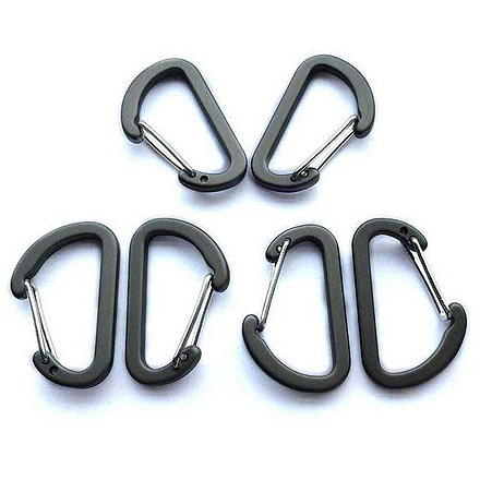 Crua Outdoors Mini Carabiners 6 Pack, Black, M-CAR-06