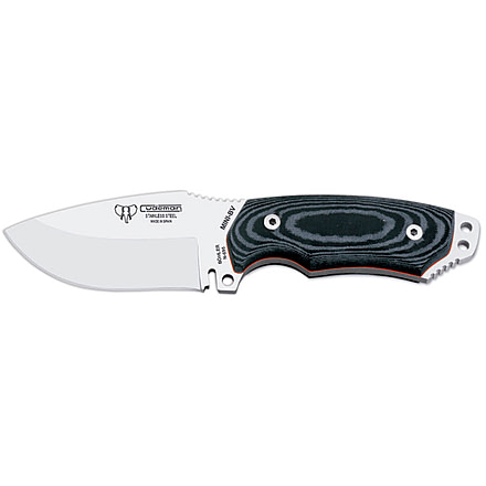 Cudeman 115 Quality Fixed Blade Knife, 9 cm, Bohler N-695 Steel, Black Micarta w/ Red Liners, Black Leather Sheath, 115-B
