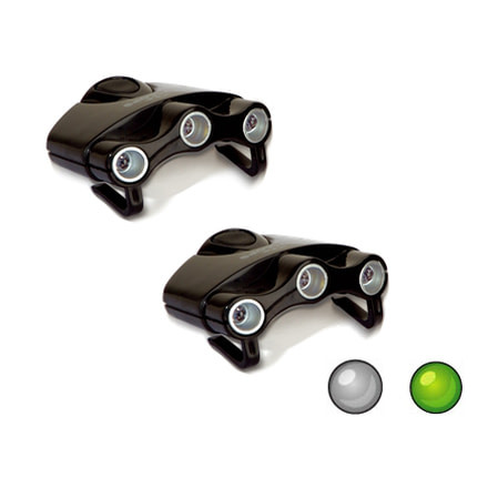 Cyclops Orion Hat Clip Light 3 LED 2 Pack w/ White and Green LEDS CYC-HC1WGPK