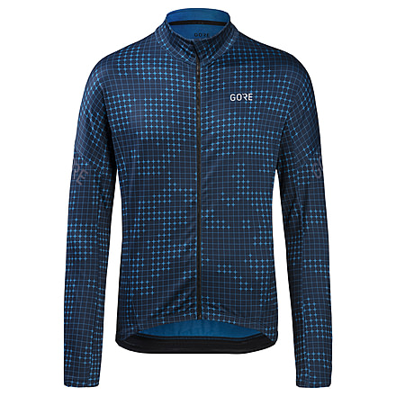 GOREWEAR Progress Thermo Grid Camo Cycling Jersey Mens in Sphere Blue/Orbit Blue Medium Slim fit 02E17713, 100909-AZAU-L