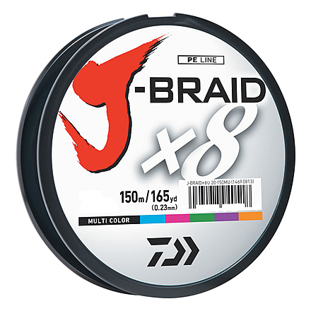 Daiwa J-Braid 8X Braided Line w/Filler Spool, 150yds, 20lb, Multi-Color, JB8U20-150MU