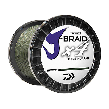 Daiwa J-Braid 4X Braided Line w/ Bulk Spool, 20lb, 3000yd, Dark Green, JB4U20-3000DG
