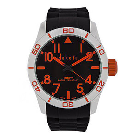 Dakota Watches Aluminum Diver, Black/Orange Dial, Aluminum Case,Black Strap, NO 4792-6
