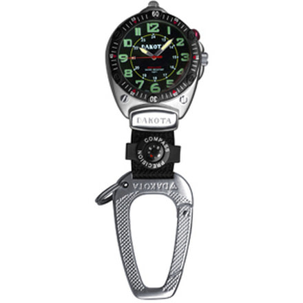 Dakota Watches Big Face Clip, Black EL Military Dial, Silver Case, Compass 8852-2