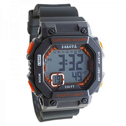 Dakota Watches Dakota Midsize Square Digital Moonglow, Grey/Orange, Grey/Orange, Plastic, silicone, 5 Year Limited Warranty, DAK-01619